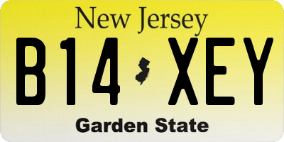 NJ license plate B14XEY