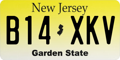 NJ license plate B14XKV