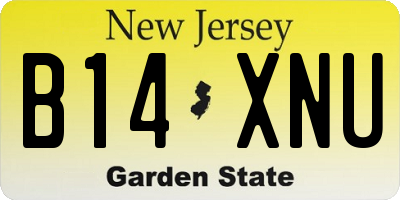 NJ license plate B14XNU