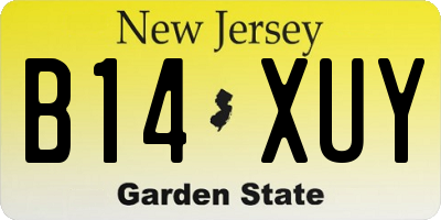 NJ license plate B14XUY