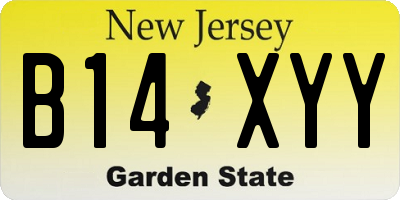 NJ license plate B14XYY