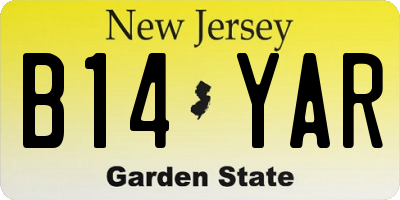NJ license plate B14YAR