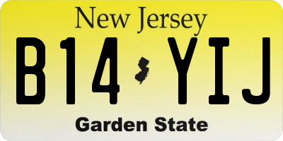 NJ license plate B14YIJ