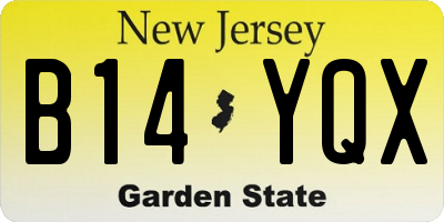 NJ license plate B14YQX