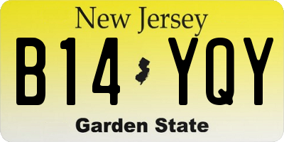 NJ license plate B14YQY