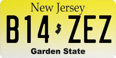 NJ license plate B14ZEZ