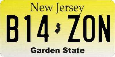 NJ license plate B14ZON