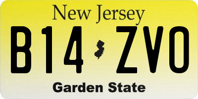 NJ license plate B14ZVO