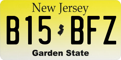 NJ license plate B15BFZ