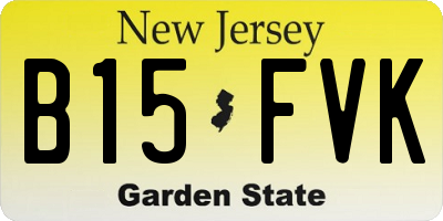 NJ license plate B15FVK