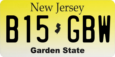 NJ license plate B15GBW