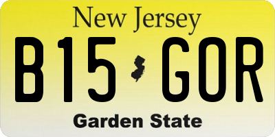 NJ license plate B15GOR