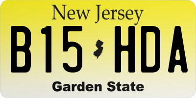 NJ license plate B15HDA
