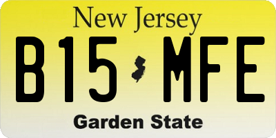 NJ license plate B15MFE