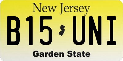 NJ license plate B15UNI