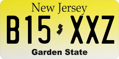 NJ license plate B15XXZ