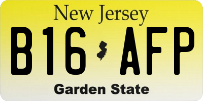 NJ license plate B16AFP