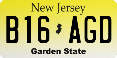 NJ license plate B16AGD