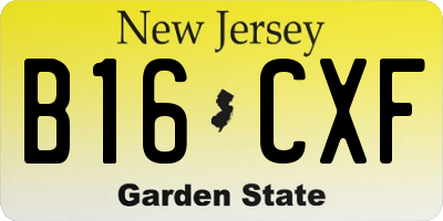NJ license plate B16CXF