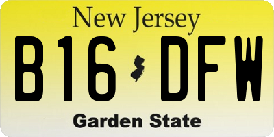NJ license plate B16DFW