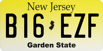 NJ license plate B16EZF
