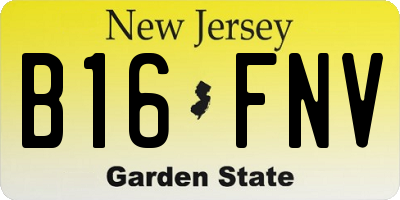 NJ license plate B16FNV