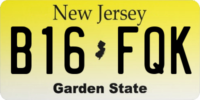 NJ license plate B16FQK