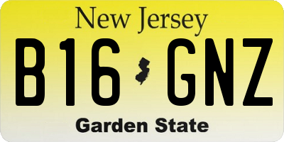 NJ license plate B16GNZ