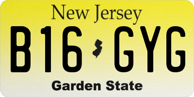 NJ license plate B16GYG
