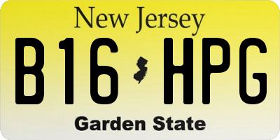 NJ license plate B16HPG