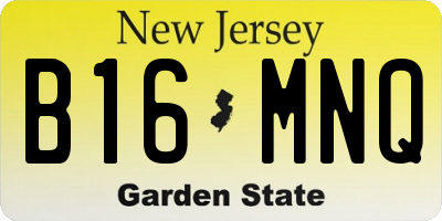 NJ license plate B16MNQ