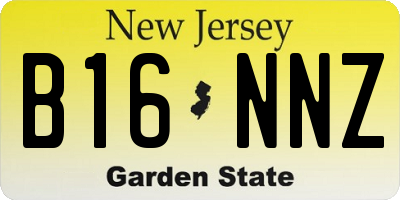 NJ license plate B16NNZ