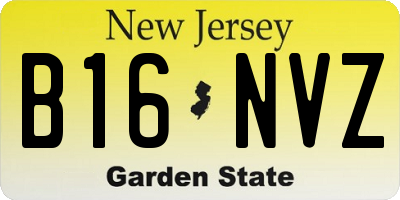 NJ license plate B16NVZ
