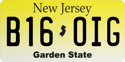 NJ license plate B16OIG