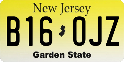 NJ license plate B16OJZ