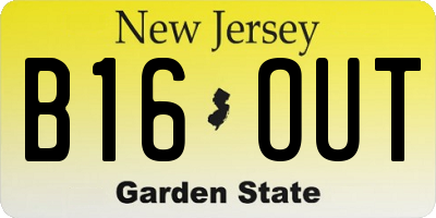 NJ license plate B16OUT