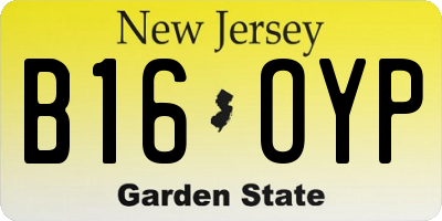 NJ license plate B16OYP
