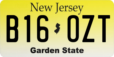 NJ license plate B16OZT