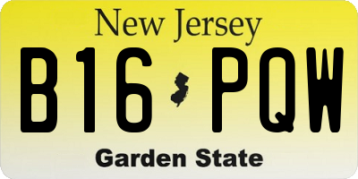 NJ license plate B16PQW