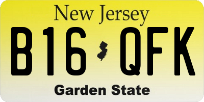 NJ license plate B16QFK