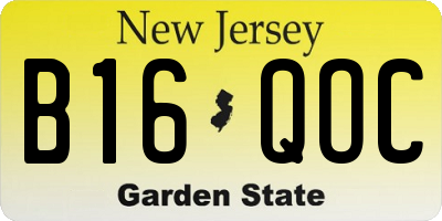 NJ license plate B16QOC