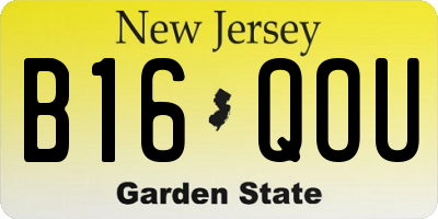 NJ license plate B16QOU