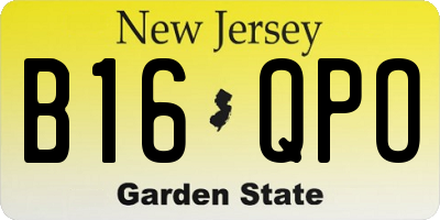 NJ license plate B16QPO