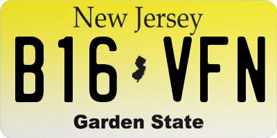 NJ license plate B16VFN