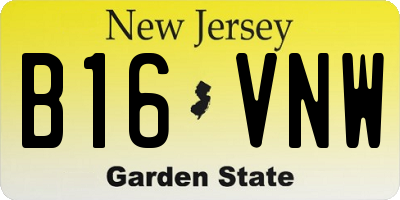 NJ license plate B16VNW