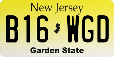 NJ license plate B16WGD