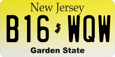 NJ license plate B16WQW