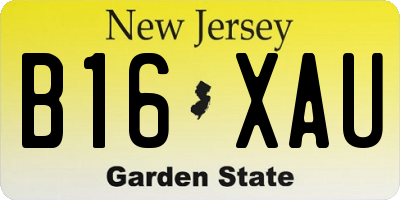 NJ license plate B16XAU