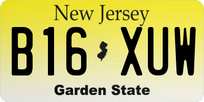 NJ license plate B16XUW