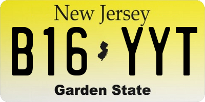 NJ license plate B16YYT
